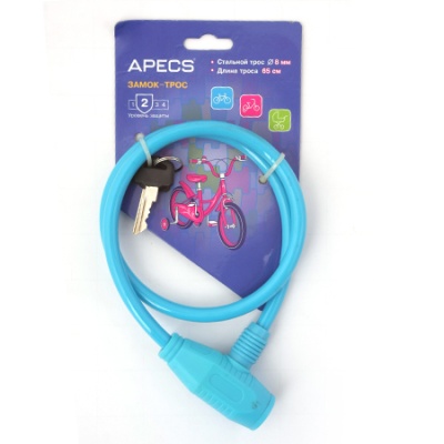 ЗАМОК ВЕЛОСИПЕДНЫЙ APECS PD-81-65CM-BLUE